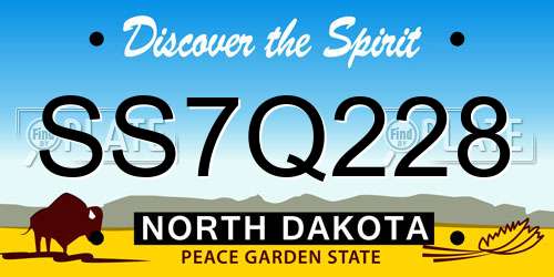 SS7Q228 North Dakota License Plate