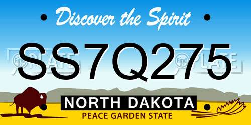 SS7Q275 North Dakota License Plate