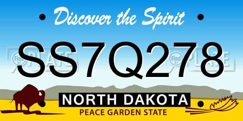 SS7Q278 North Dakota License Plate