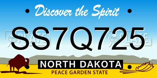 SS7Q725 North Dakota License Plate
