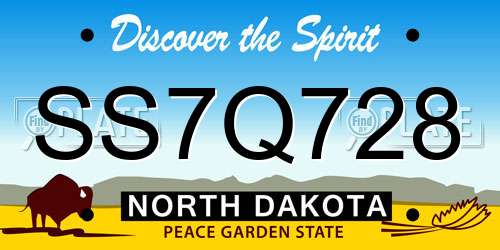 SS7Q728 North Dakota License Plate
