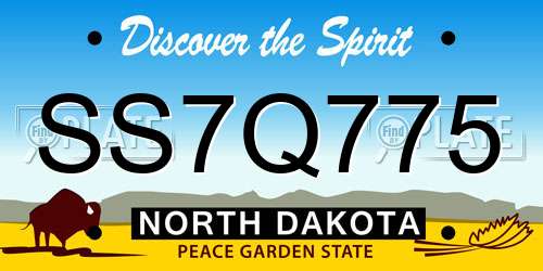 SS7Q775 North Dakota License Plate