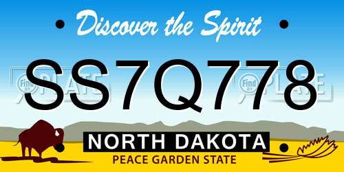 SS7Q778 North Dakota License Plate