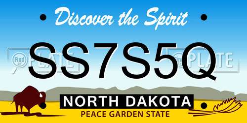 SS7S5Q North Dakota License Plate