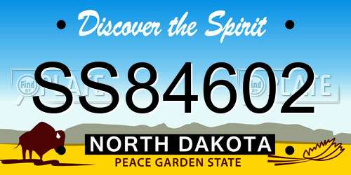 SS84602 North Dakota License Plate