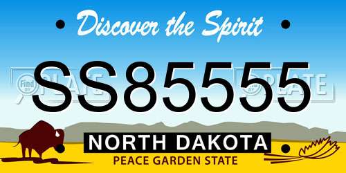 SS85555 North Dakota License Plate