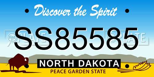 SS85585 North Dakota License Plate