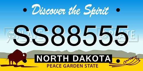 SS88555 North Dakota License Plate