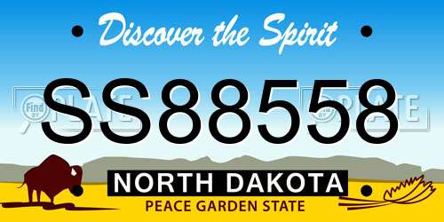 SS88558 North Dakota License Plate