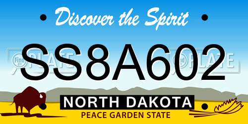 SS8A602 North Dakota License Plate