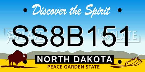 SS8B151 North Dakota License Plate