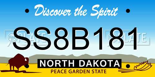 SS8B181 North Dakota License Plate