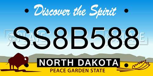 SS8B588 North Dakota License Plate