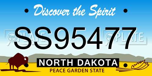 SS95477 North Dakota License Plate