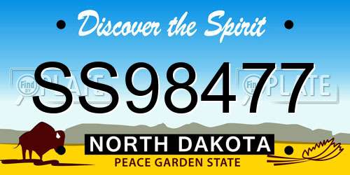 SS98477 North Dakota License Plate