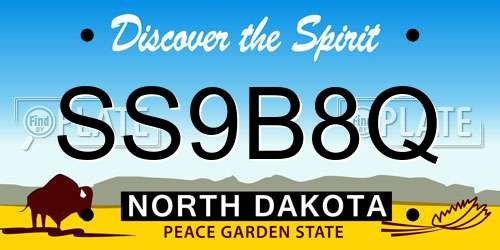 SS9B8Q North Dakota License Plate