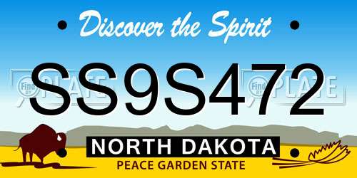 SS9S472 North Dakota License Plate