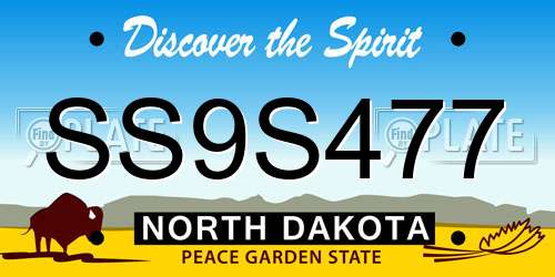 SS9S477 North Dakota License Plate