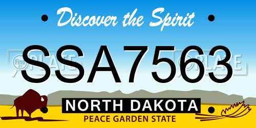 SSA7563 North Dakota License Plate