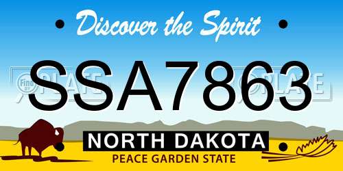 SSA7863 North Dakota License Plate