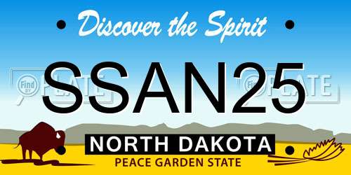 SSAN25 North Dakota License Plate