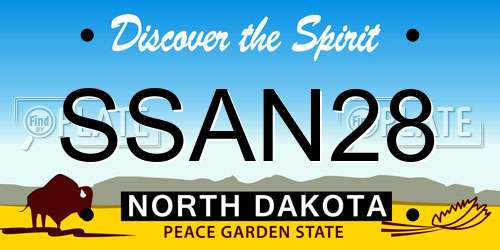 SSAN28 North Dakota License Plate