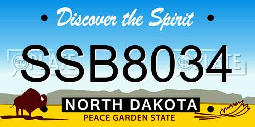 SSB8034 North Dakota License Plate