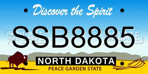 SSB8885 North Dakota License Plate