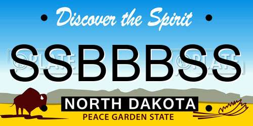 SSBBBSS North Dakota License Plate