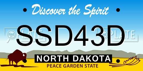 SSD43D North Dakota License Plate