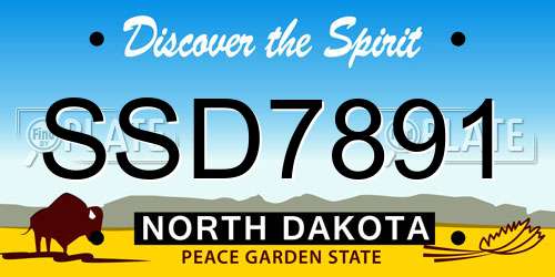 SSD7891 North Dakota License Plate