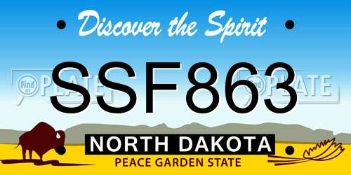 SSF863 North Dakota License Plate