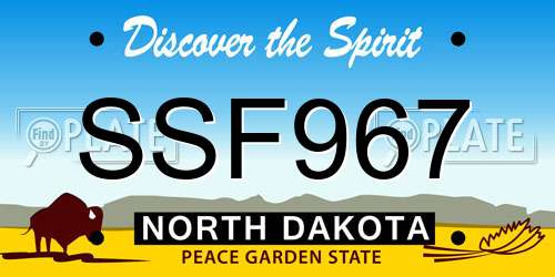 SSF967 North Dakota License Plate