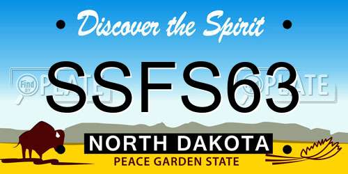SSFS63 North Dakota License Plate