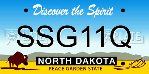 SSG11Q North Dakota License Plate