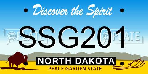 SSG201 North Dakota License Plate