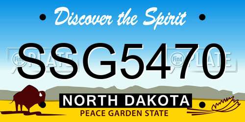 SSG5470 North Dakota License Plate