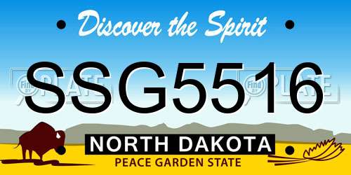 SSG5516 North Dakota License Plate