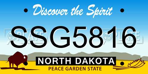 SSG5816 North Dakota License Plate