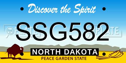 SSG582 North Dakota License Plate