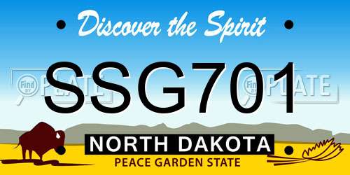 SSG701 North Dakota License Plate