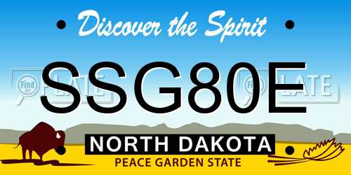 SSG80E North Dakota License Plate