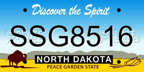 SSG8516 North Dakota License Plate