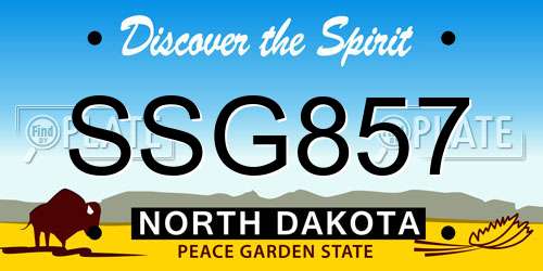 SSG857 North Dakota License Plate