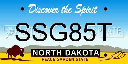 SSG85T North Dakota License Plate
