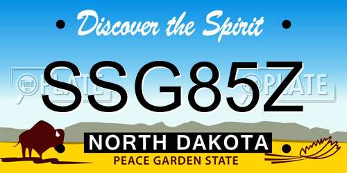 SSG85Z North Dakota License Plate