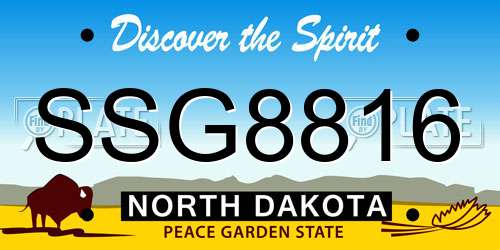 SSG8816 North Dakota License Plate
