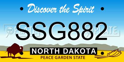 SSG882 North Dakota License Plate