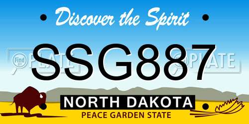 SSG887 North Dakota License Plate