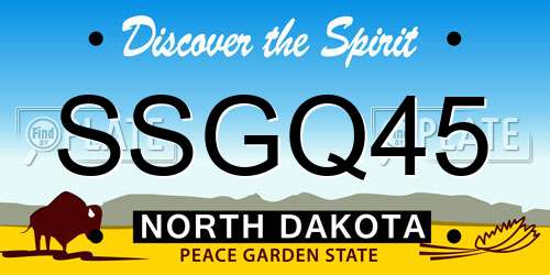SSGQ45 North Dakota License Plate